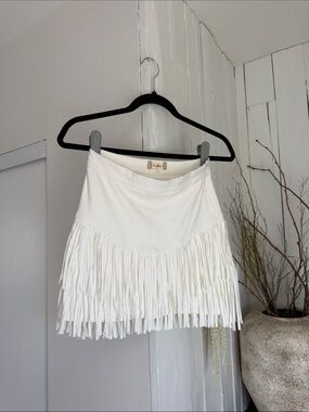 Altar'd State White Fringe Mini Skirt